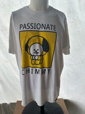 BT21 Uniqlo Passionate Chimmy Men's White T Shirt Size XL Cotton
